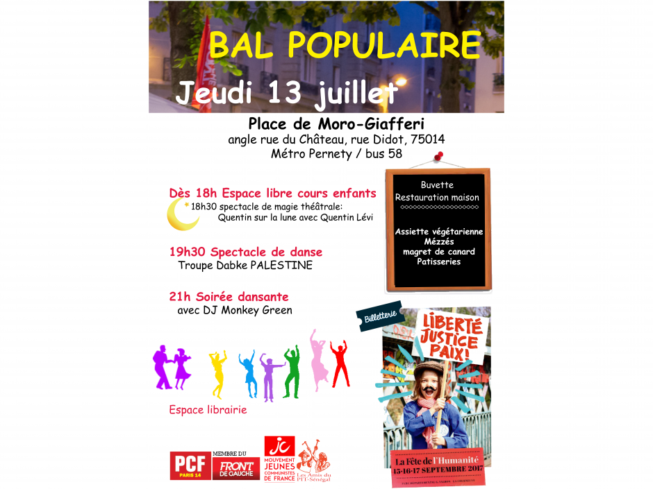 Bal Populaire de la Section PCF de Paris 14e Jeudi 13 juillet