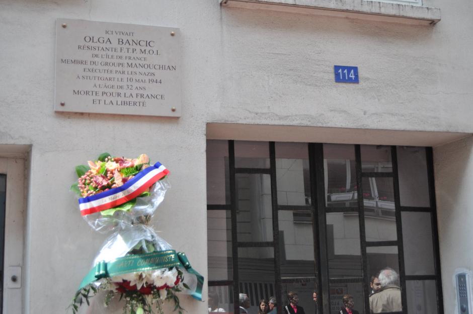 Hommage à Olga Bancic au 114, rue du Château
